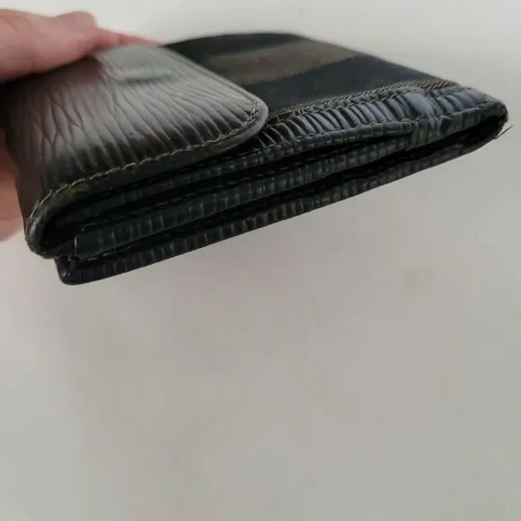 Fendi Vintage Pequin Wallet Canvas Leather Wallet Black Purse Bifold Compact - Picture 15 of 16